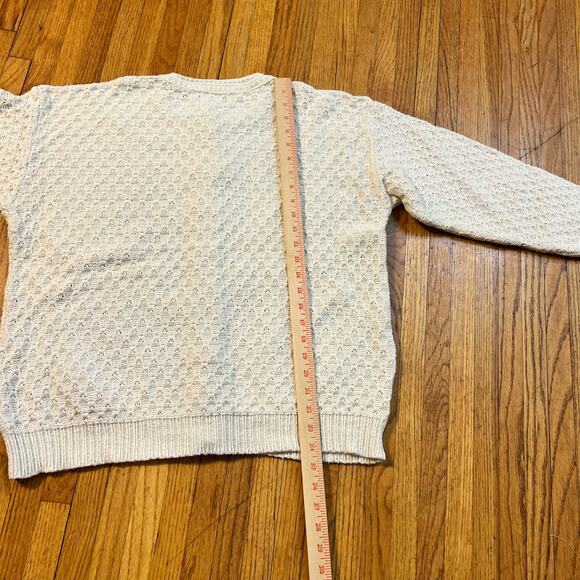 Vintage Winona Knits Sweater Women Medium Chunky Beige Crew Neck USA Made Floral - Picture 6 of 8